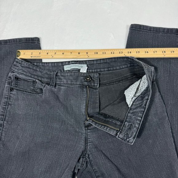 Chicos Jeans Womens 1.5 (10) Gray Platinum Denim Straight Stretch - Picture 6 of 9